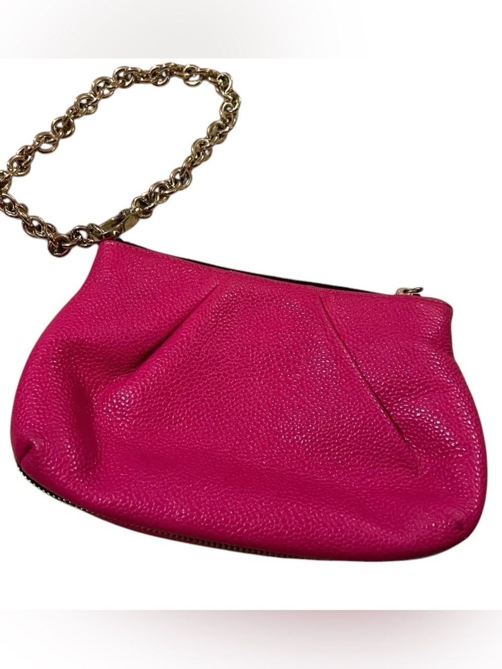 Henri Bendel Hot Pink Textured Pebbled Leather Wristlet Clutch NWOT - Picture 7 of 7